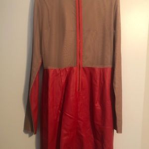 Worn once leather red with sheer back.